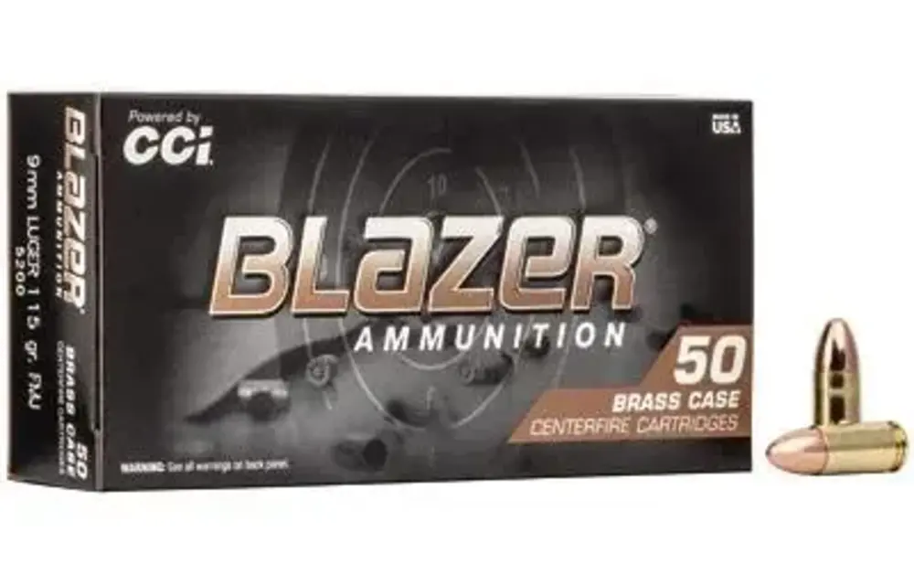 CCI 5200 Blazer Brass Centerfire Pistol Ammo 9mm Luger 115Gr 50Rnd